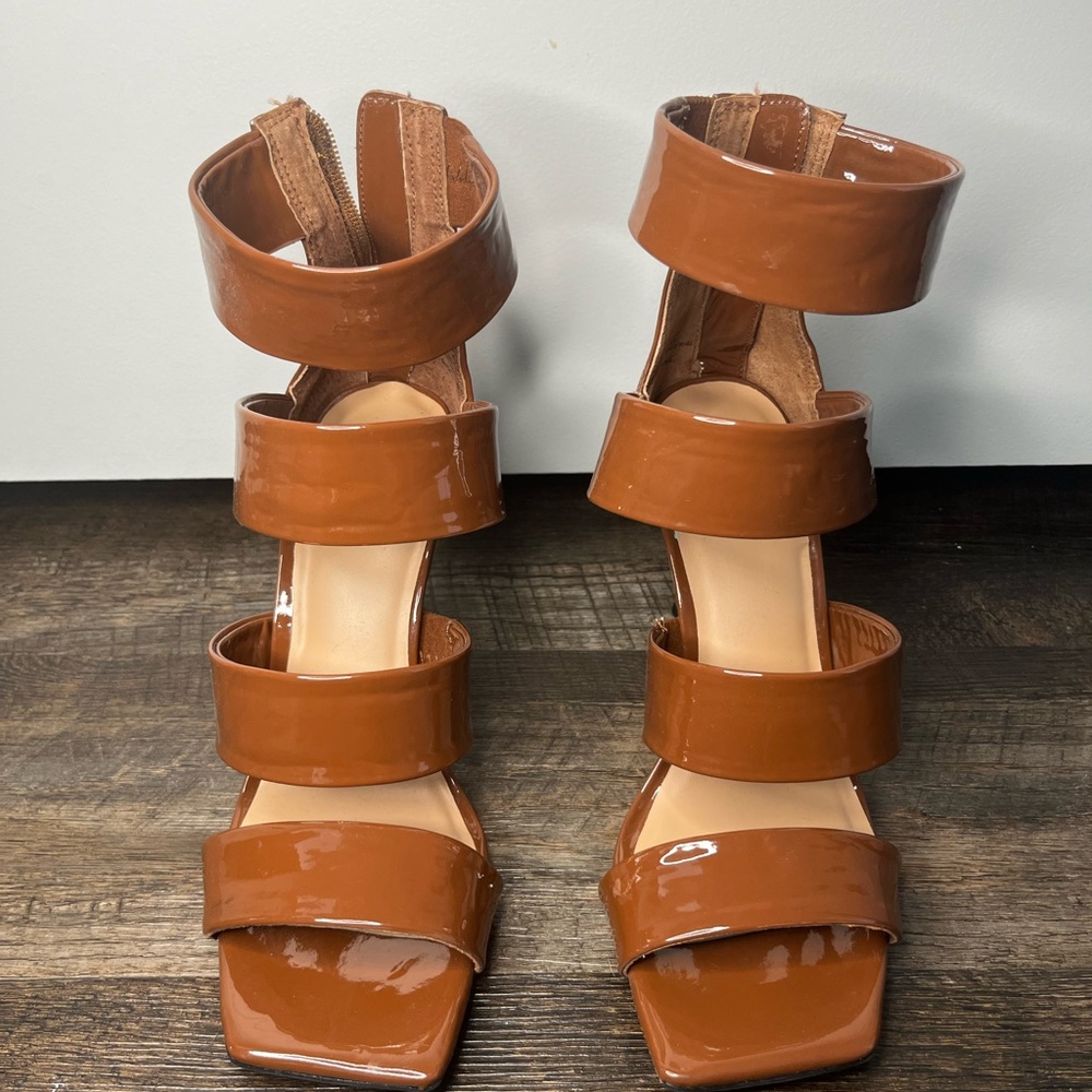 INC Liana Cognac Patent Leather Heels